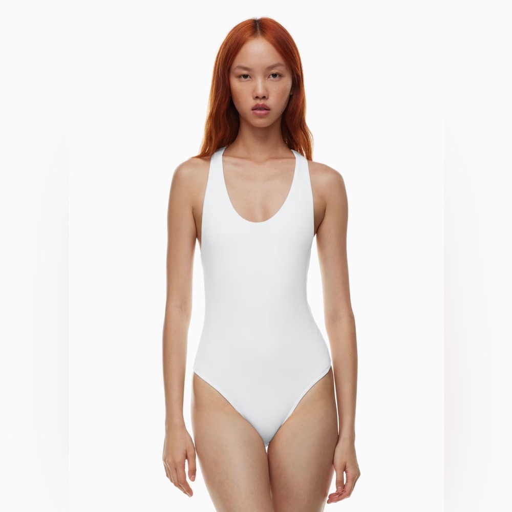 Aritzia Babaton Size L Contour Racer Bodysuit Racerback White